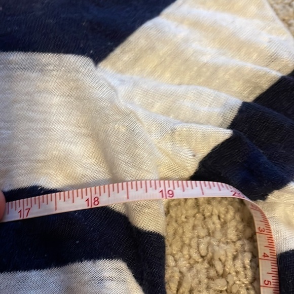 H&M Blue and White Striped 100% Linen 3/4 Sleeve Top Zip Up Back Women's Large - Picture 8 of 8